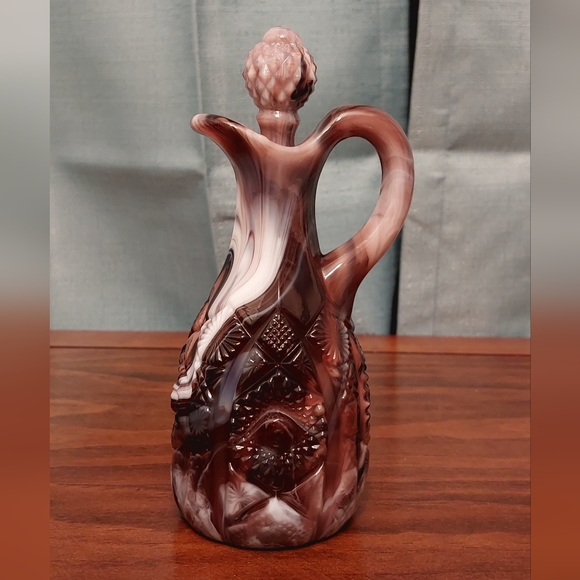 Imperial Amethyst and milk glass (slag) Cruet 7"Tall - Picture 2 of 4